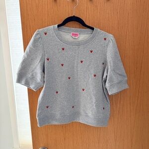 kate spade Gray Sweatshirt with Red Heart Accents
